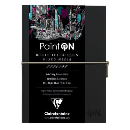 Clairefontaine Paint On Multi Media Sketch Book A5 Black - Clairefontaine