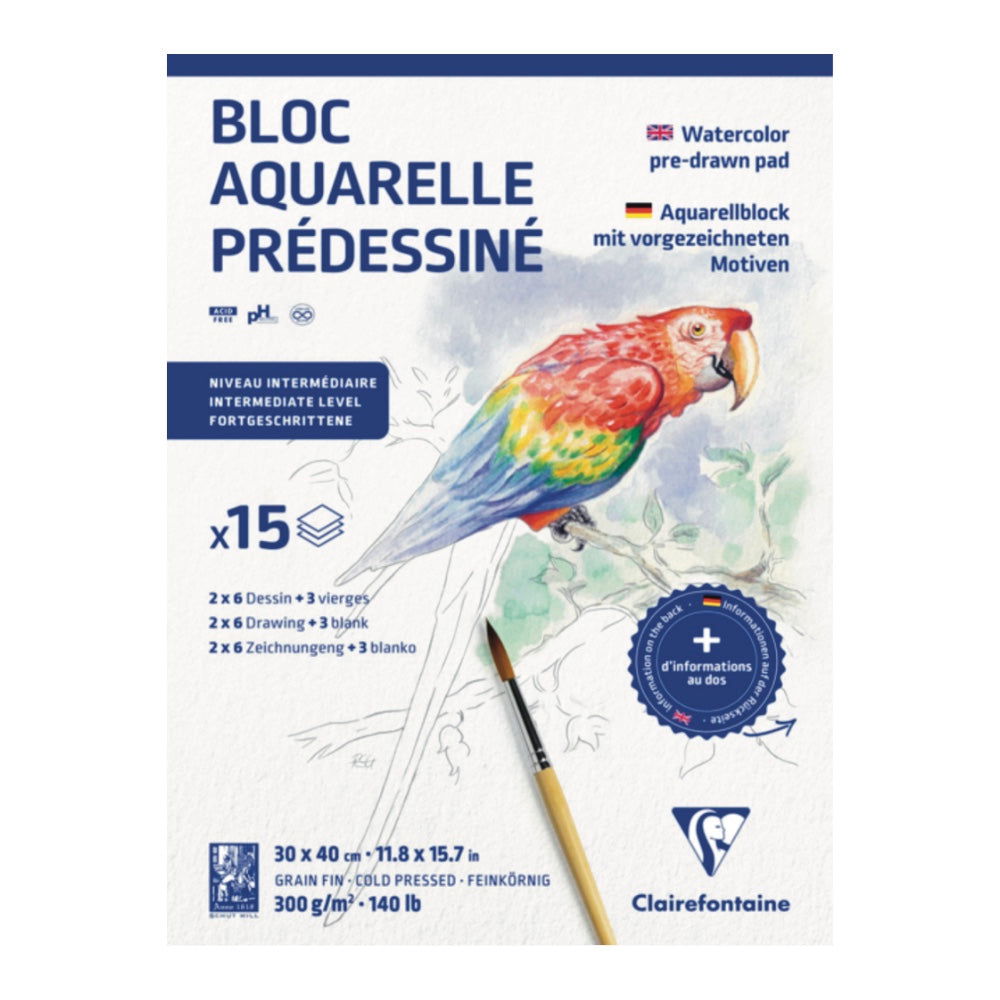 Clairefontaine Watercolour Learning Pad 30x40cm Animals - Clairefontaine