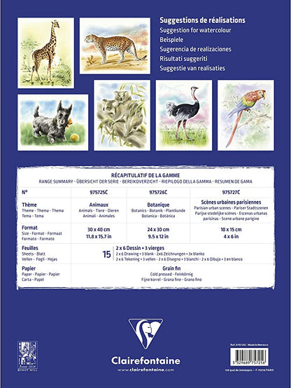 Clairefontaine Watercolour Learning Pad 30x40cm Animals - Clairefontaine