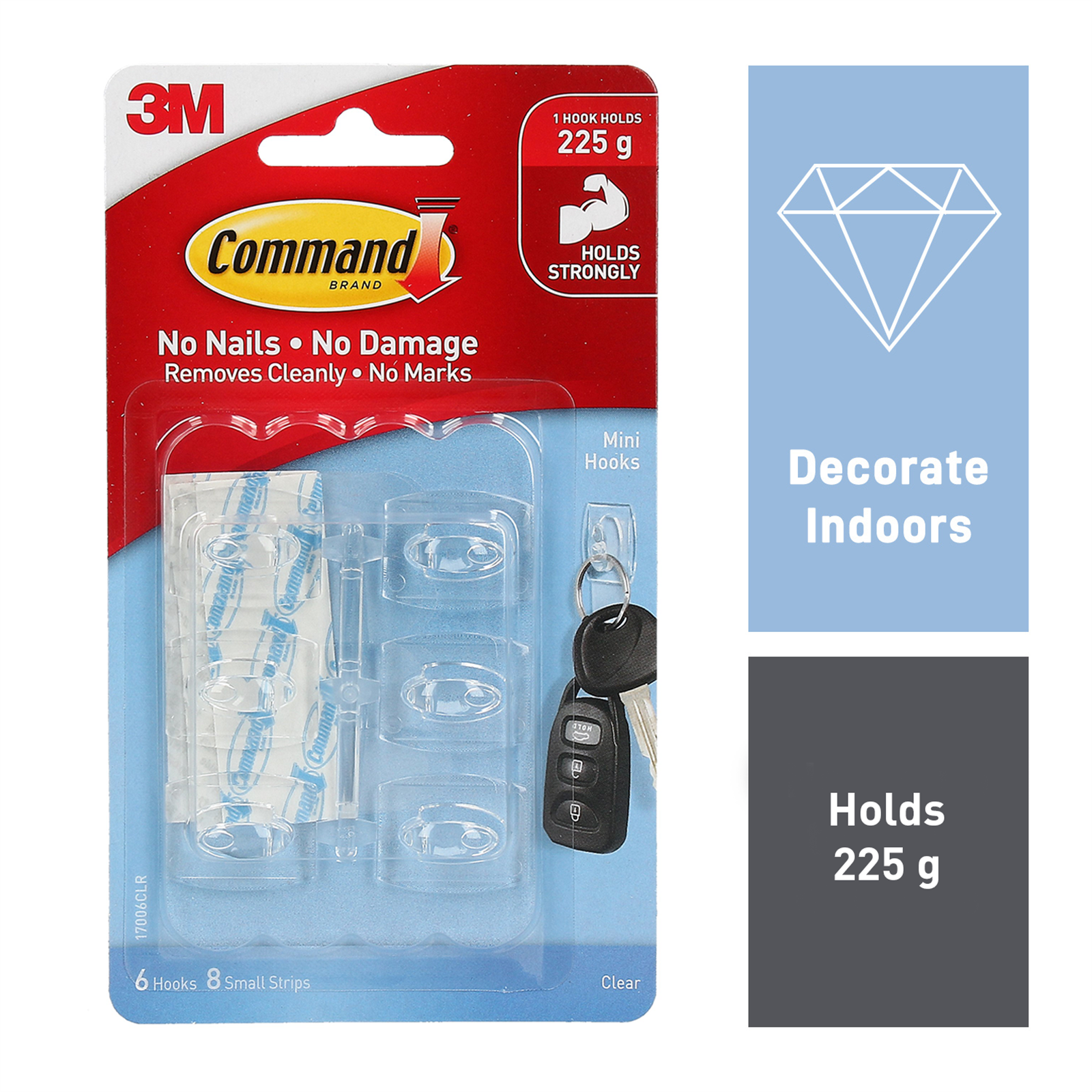 Command 3M 17006CLR Adhesive Hook Mini Clear Pk 6