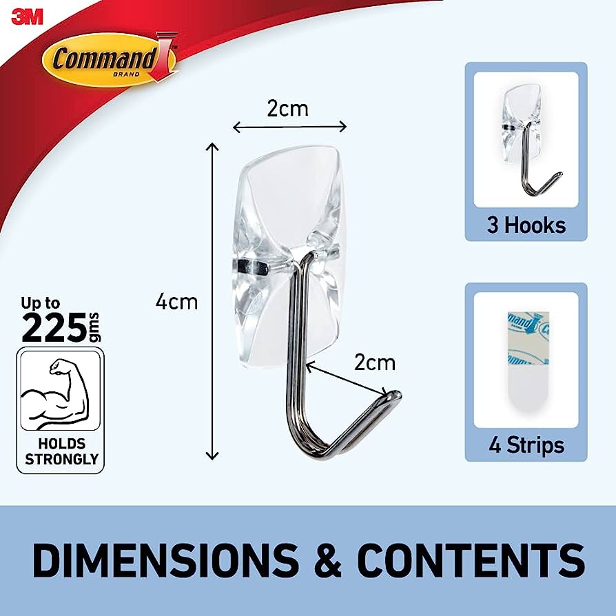 Command 3M 17067CLR Adhesive Hook Clear