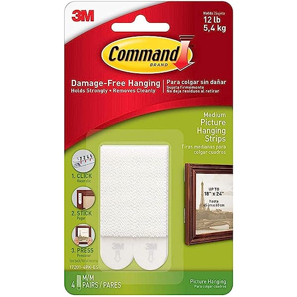 Command 3M 17201-4PK-ANZ Picture Hanging Strip Med