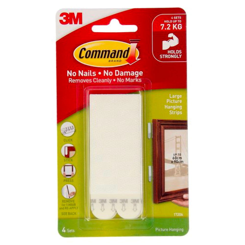 Command 3M 17206 Picture Hanging Strips Lge White