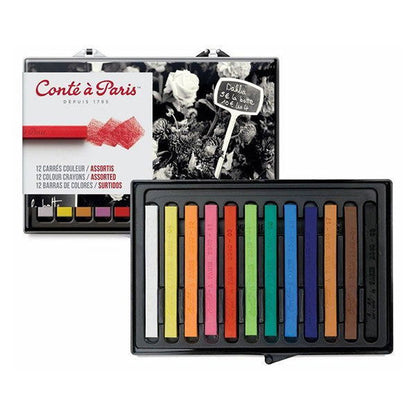 Conte Crayon Set - 12 Assorted Colour