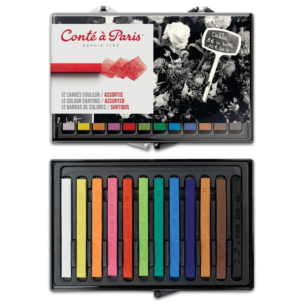 Conte Crayon Set - 12 Assorted Colour