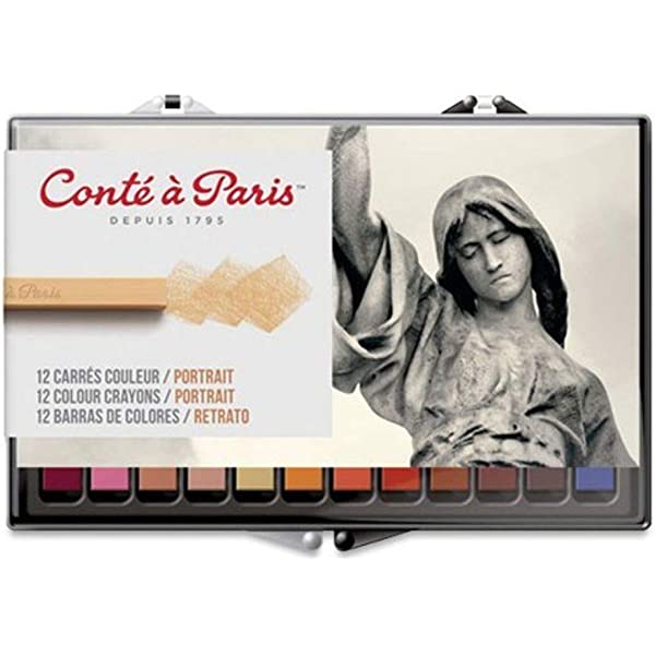 Conte Crayon Set - 12 Assorted Portrait Colour