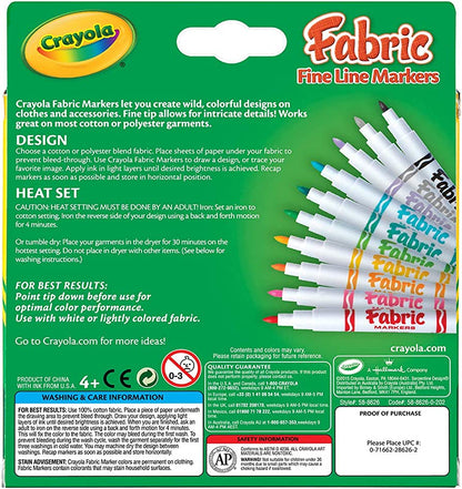 Crayola Fabric Fine Line Markers x 10