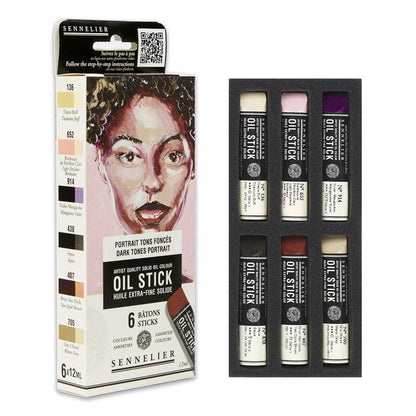 Sennelier Set of 6 Mini Artist Oil Sticks Dark Tones Portrait