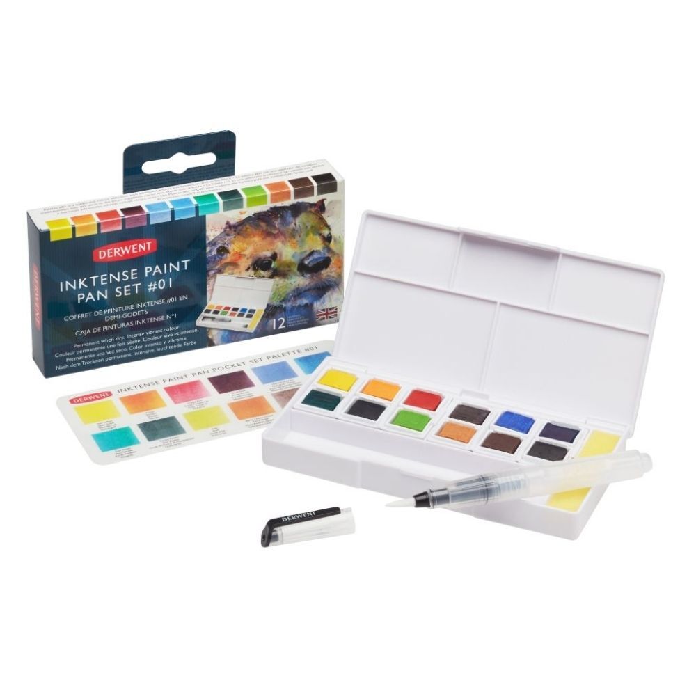 Derwent Inktense Paint Pan Travel Set of 12 - Palette 1