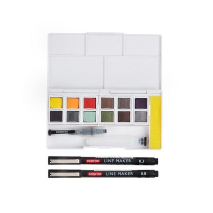 Derwent Paint Pan Set - Line and Wash x 12