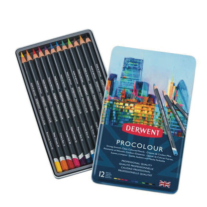 Derwent Procolour Pencils Tin of 12 Assorted