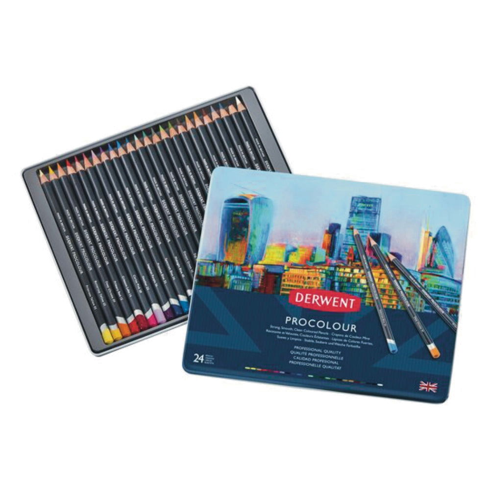 Derwent Procolour Pencils Tin of 24 Assorted