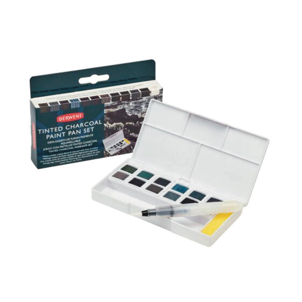 Derwent Tinted Charcoal 12 Paint Pan Set