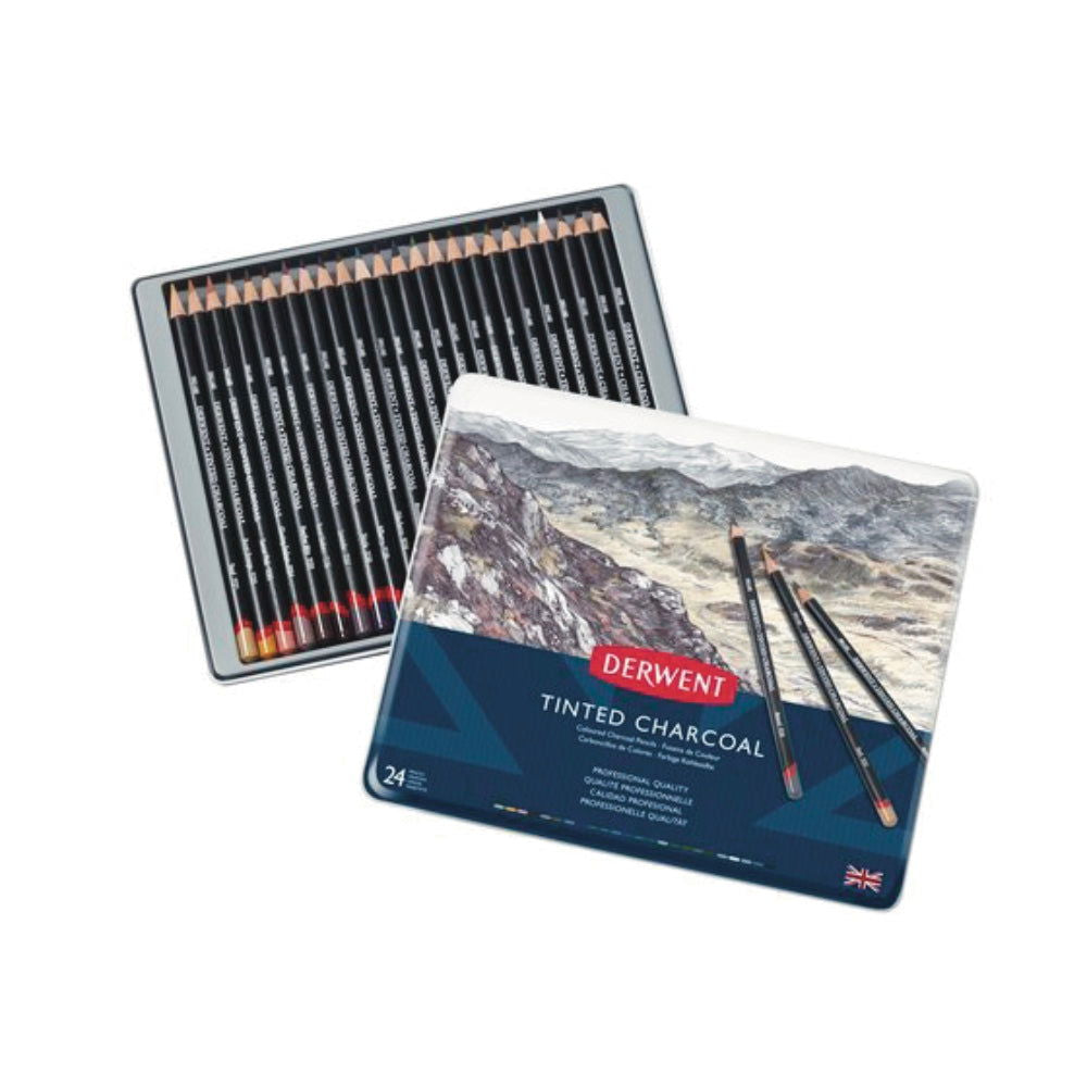 Derwent Tinted Charcoal Pencil tin 24