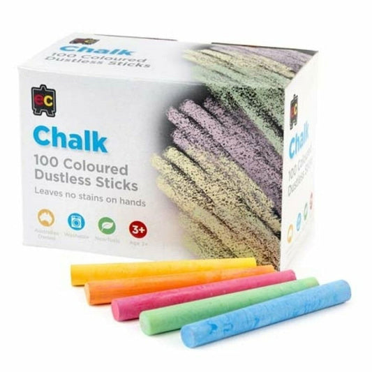 Educational Colours COLOURED CHALK DUSTLESS Box of 100