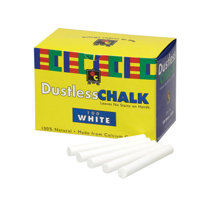 Educational Colours WHITE CHALK DUSTLESS Box of 100