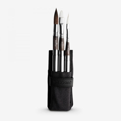 Escoda Travel Brush Synthetic Set of 3 - Black