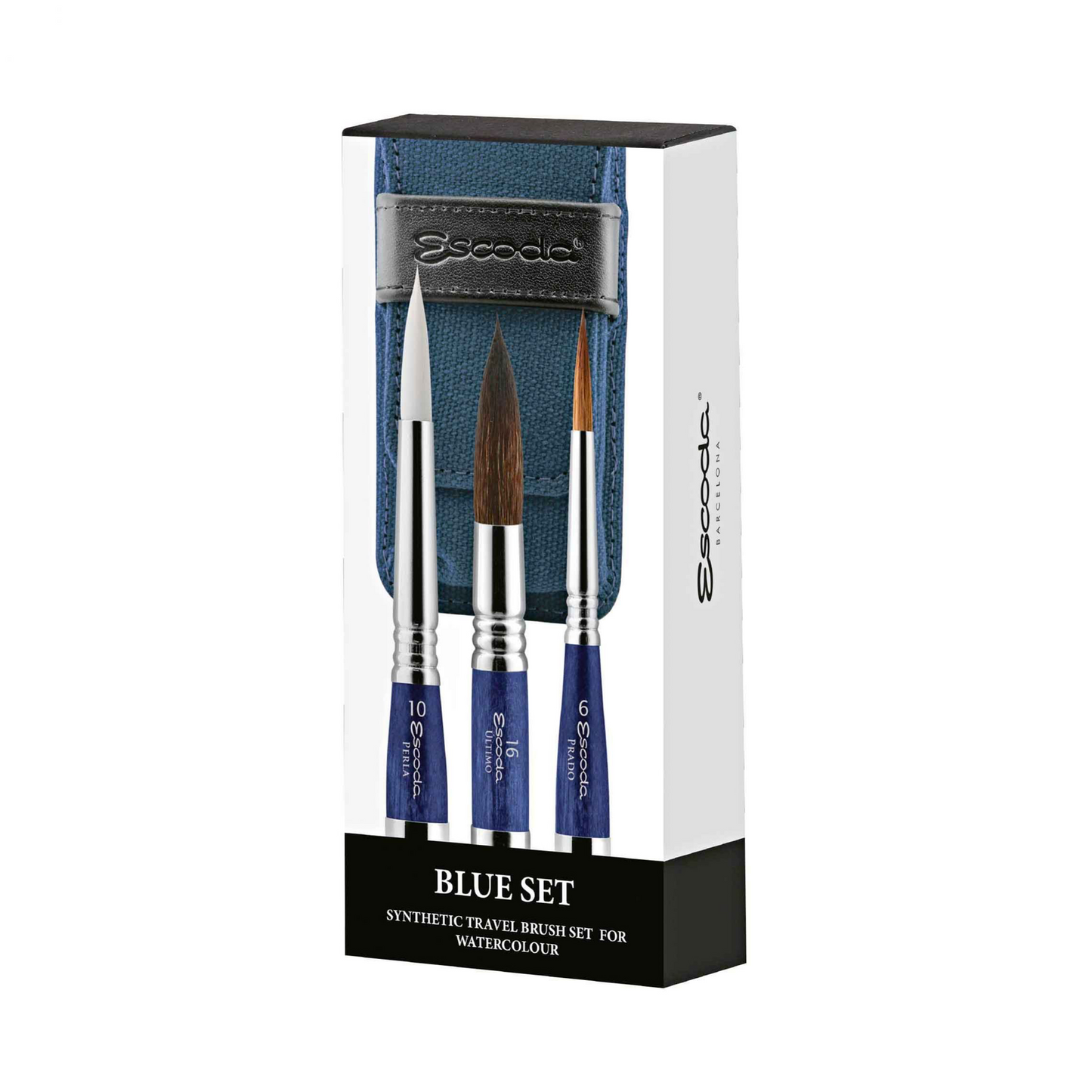 Escoda Travel Brush Synthetic Set of 3 - Blue