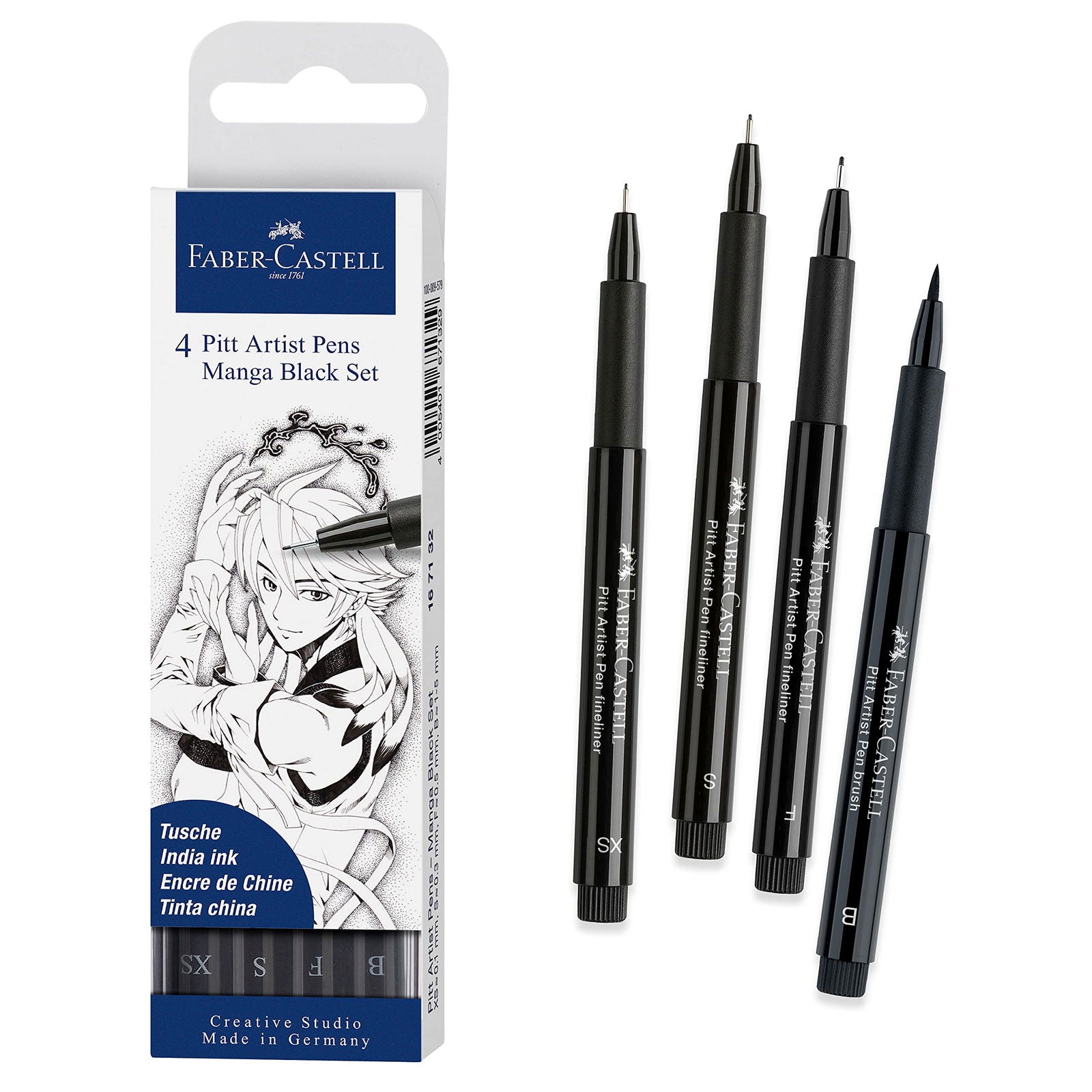 FC Pitt Artist Pen MANGA Black - 4 assorted nibs