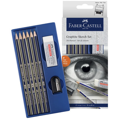 Faber-Castell Graphite Sketch Set Pencils Sharpener Eraser