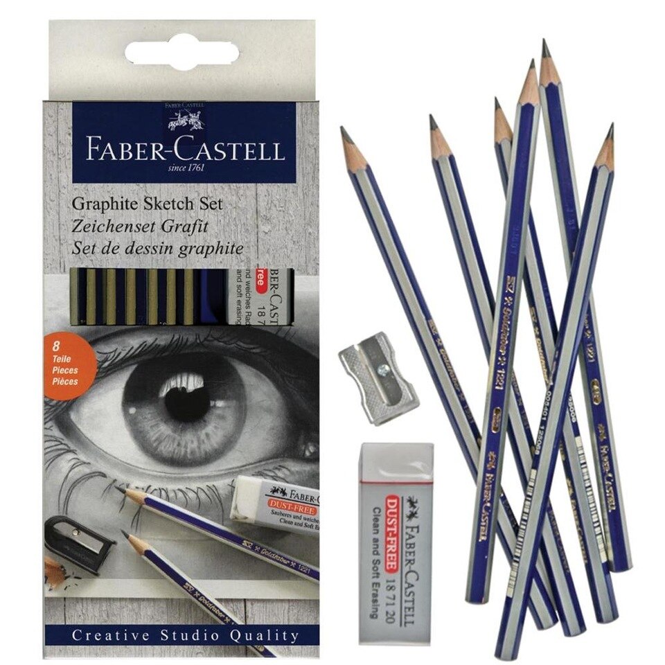 Faber-Castell Graphite Sketch Set Pencils Sharpener Eraser