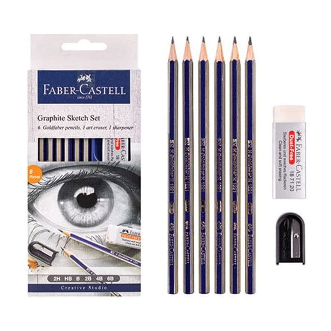 Faber-Castell Graphite Sketch Set Pencils Sharpener Eraser