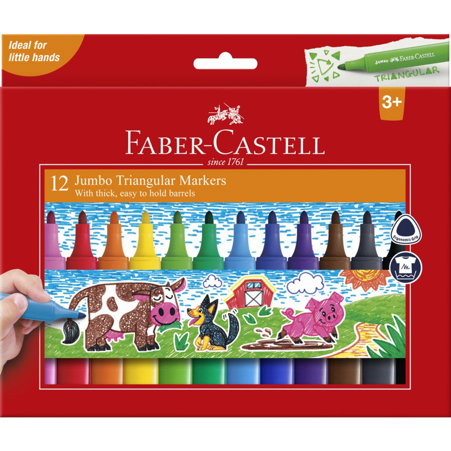 Faber-Castell Jumbo Triangular Markers - Pack of 12