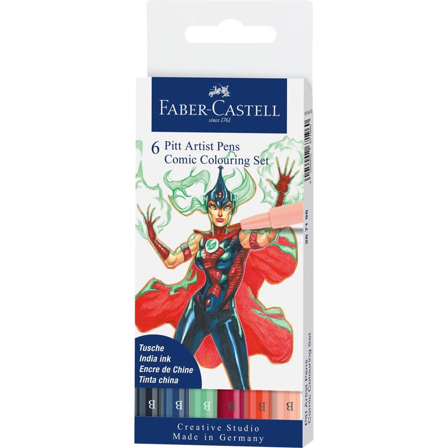 Faber-Castell PITT Artist Pens Comic Colouring Set of 6