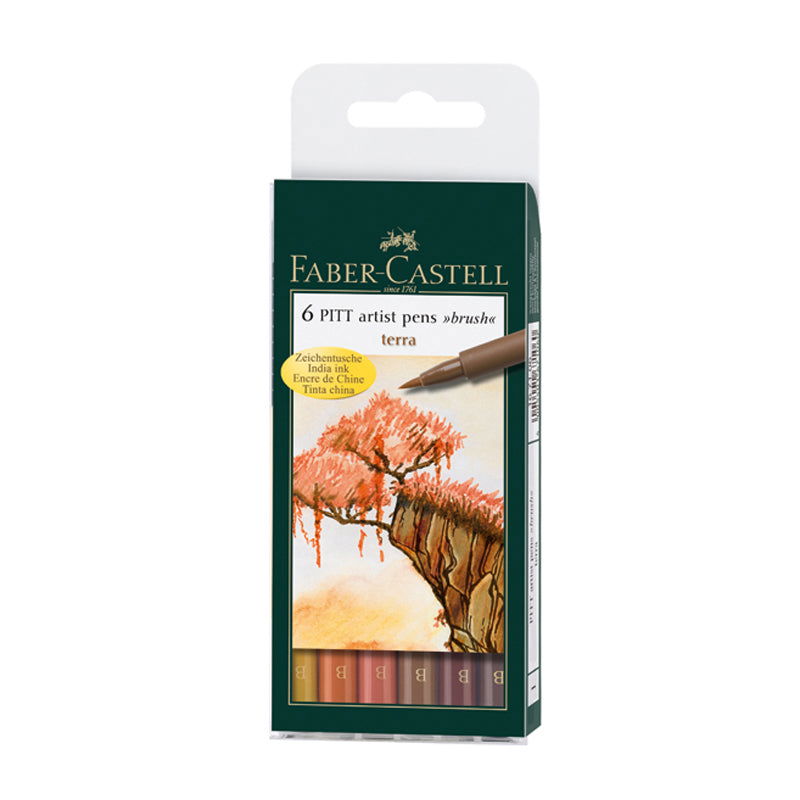 Faber-Castell Pitt Artist Brush Pen set of 6 - Terra