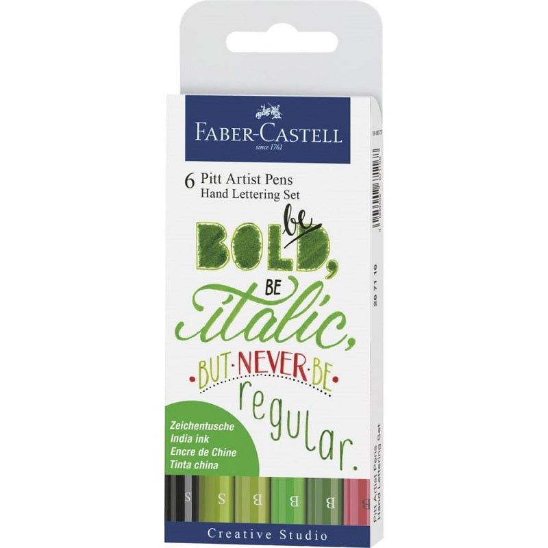 Faber-Castell Pitt Artist Pen Hand Lettering Green x 6