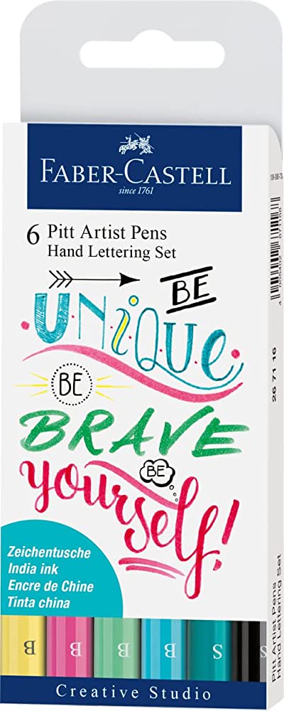 Faber-Castell Pitt Artist Pen Hand Lettering Pastel x 6