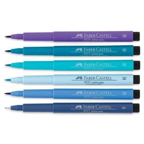 Faber-Castell Pitt Artist Pen Lettering - wallet of 6 Blue