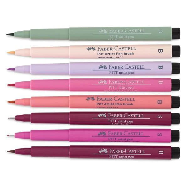 Faber-Castell Pitt Artist Pen Lettering - wallet of 8 Pink