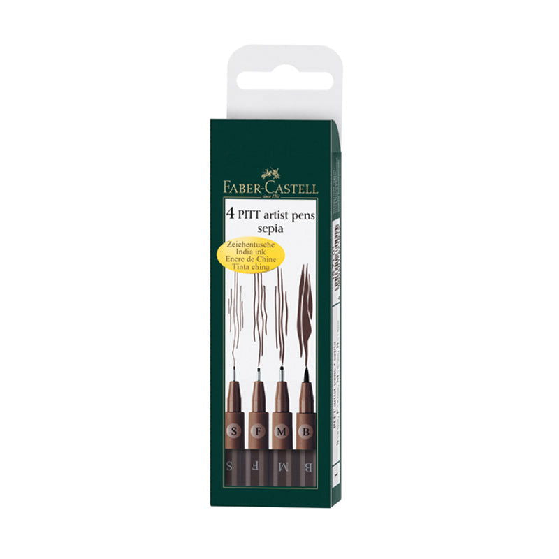 Faber-Castell Pitt Artist Pen set of 4 assorted nibs - Sepia