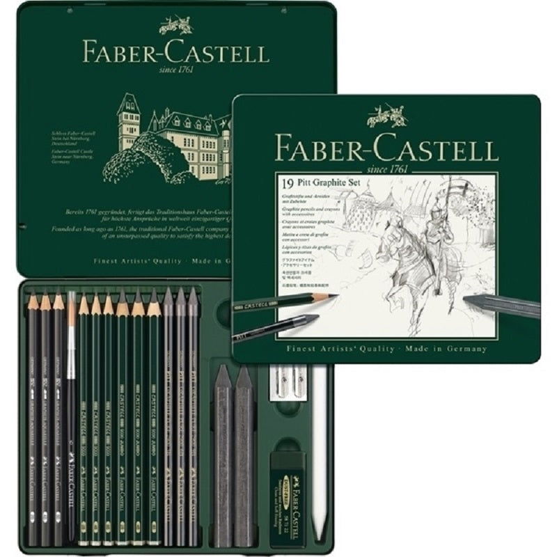 Faber-Castell Pitt Mixed Media Assorted Graphite Tin of 19