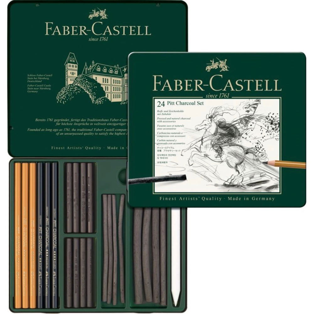 Faber-Castell Pitt Mixed Media Charcoal Tin of 24