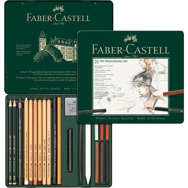 Faber-Castell Pitt Mixed Media Monochrome Tin of 21