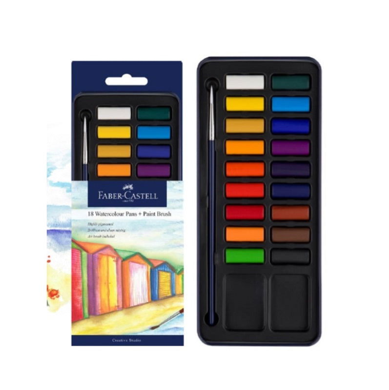 Faber-Castell Studio Watercolour Paint Pans - Tin of 18