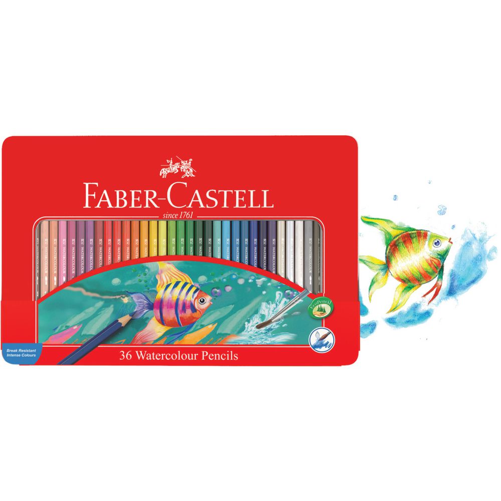 Faber-Castell Watercolour Pencils Assorted Tin of 36