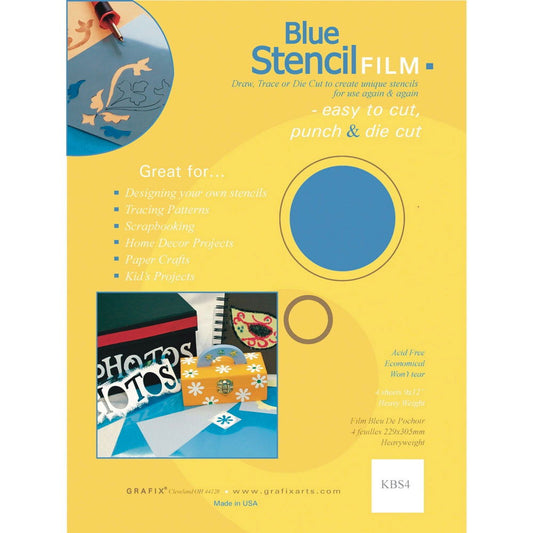 Grafix Blue Stencil Film 12 x 15 inch Pkt 10