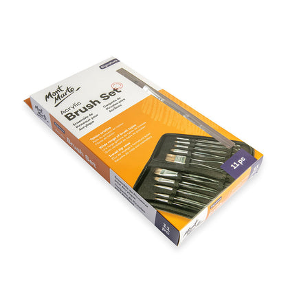 Mont Marte Acrylic Handle Brush Set 11pce - Acrylic