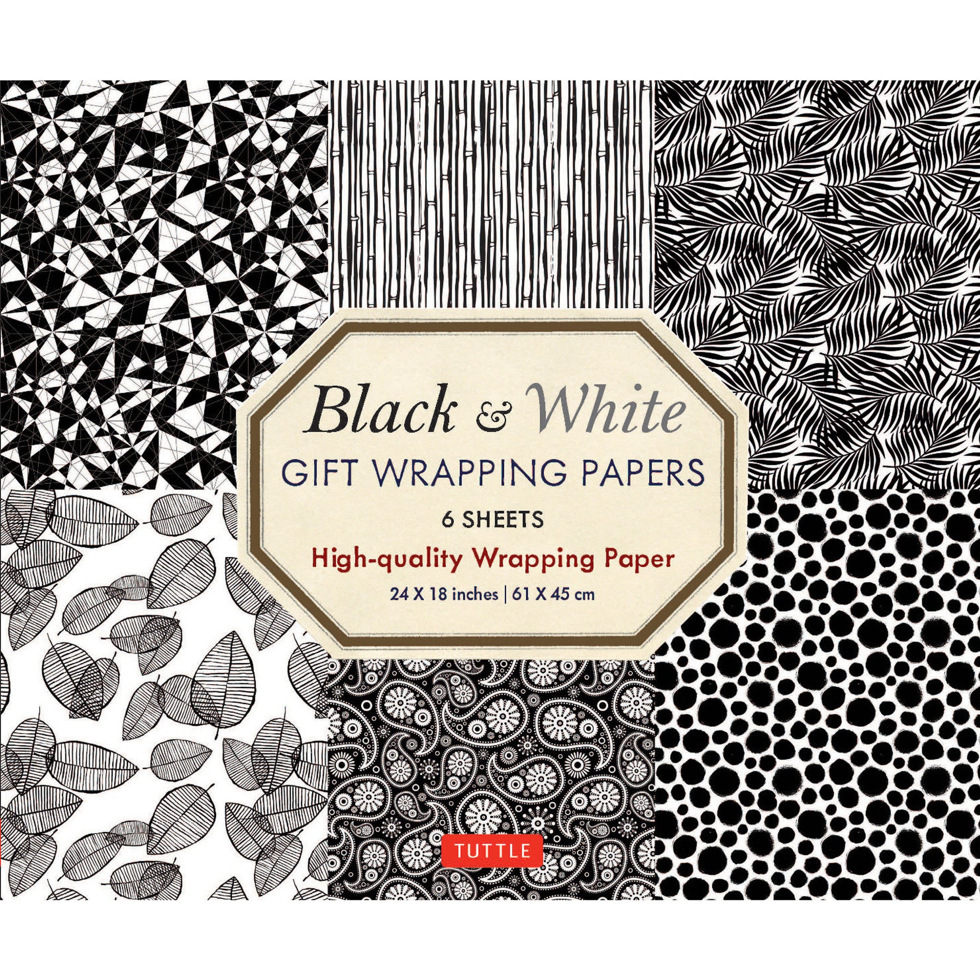 Gift Wrapping Paper 6 sheets - Black and White