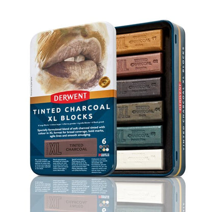 Derwent Tinted Charcoal XL Blocks Tin of 6