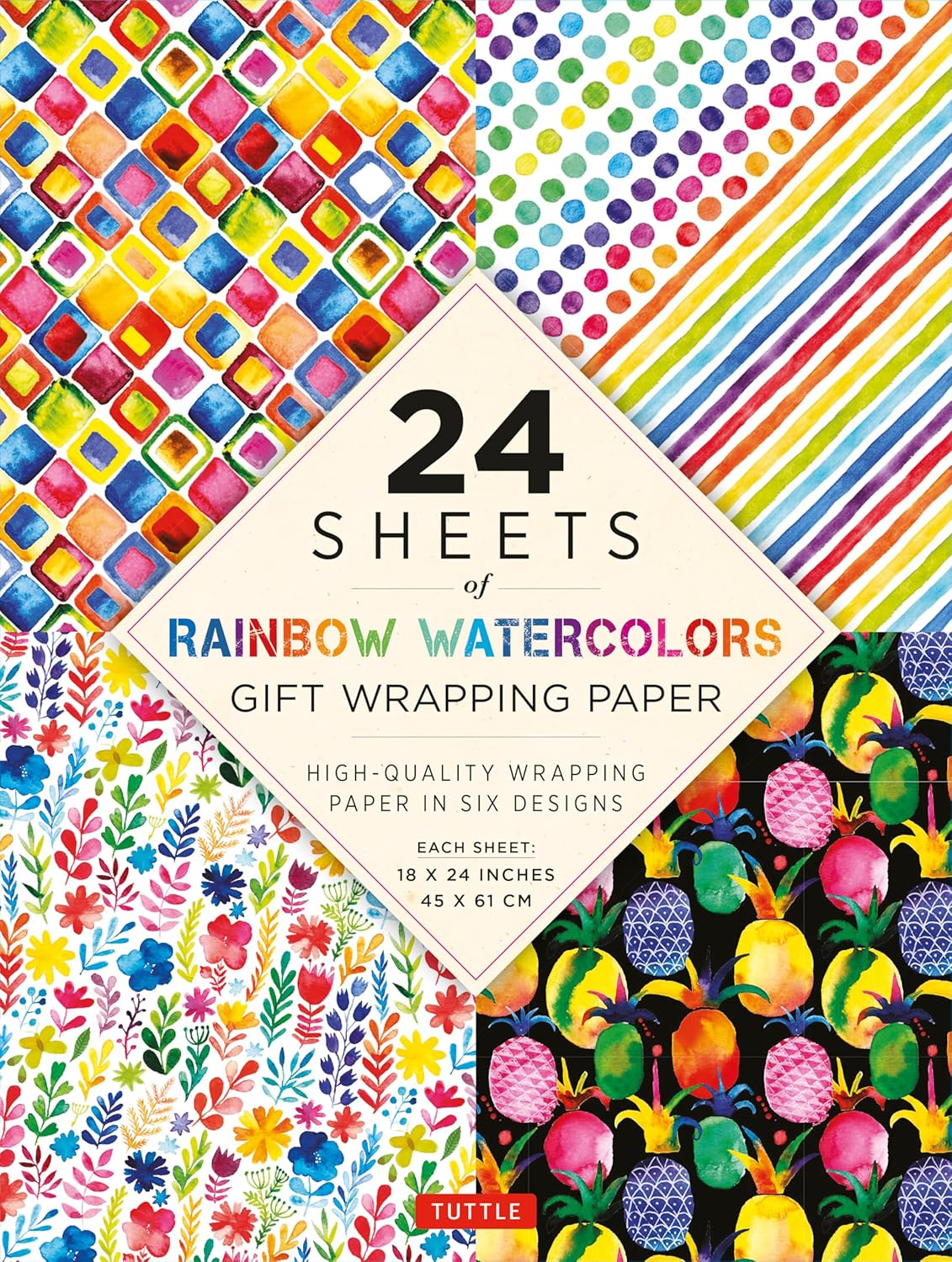 Gift Wrapping Paper 24 sheets - Rainbow Watercolours