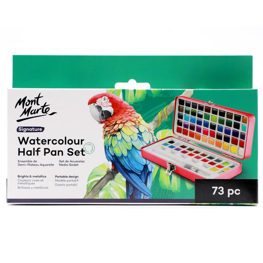 Mont Marte Watercolour Half Pan Set 73pc in Tin