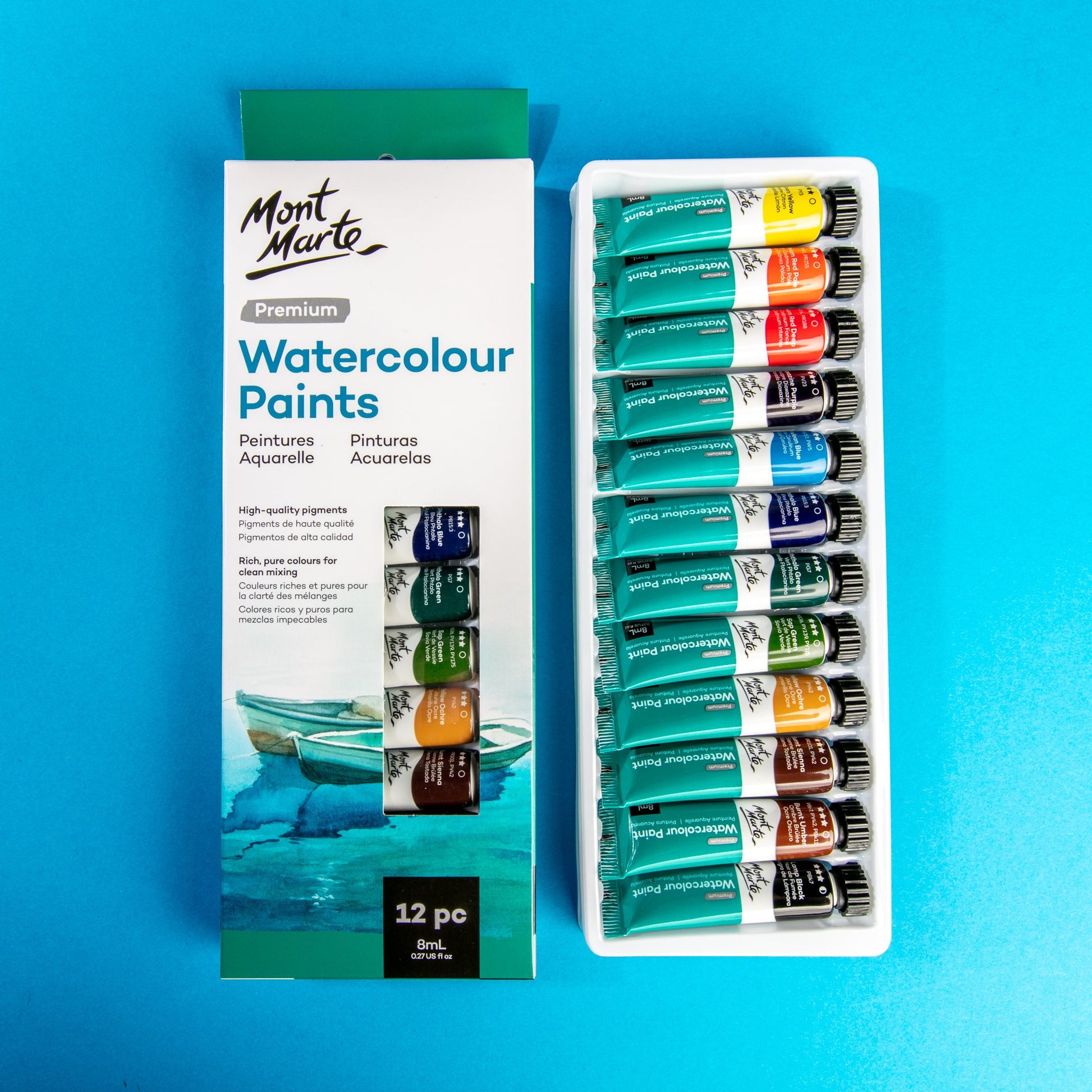 Mont Marte Watercolour Paint Premium Set 12pc x 8ml - #product_vendor