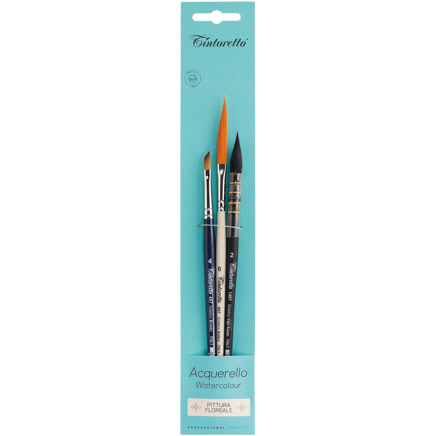 Tintoretto Watercolour Brush Set of 3 - Floral