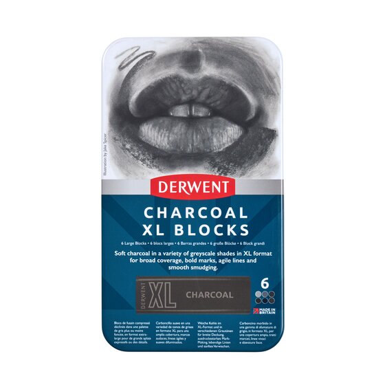 Derwent Charcoal XL Blocks Tin of 6