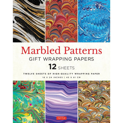 Gift Wrapping Paper 12 sheets - Marbled Patterns