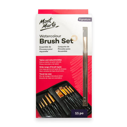 Mont Marte Acrylic Handle Brush Set 11pce - Watercolour